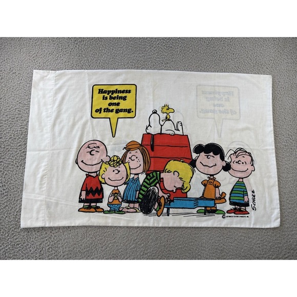 United Feature Syndicate Other - VTG 1971 Charlie Brown Pillowcase Peanuts Happiness is Being One Of The Gang